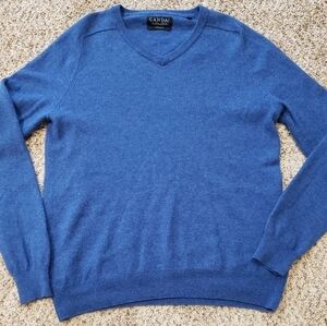 Canda Men's 100% Lambswool Long Sleeve Blue Sweater Sz L